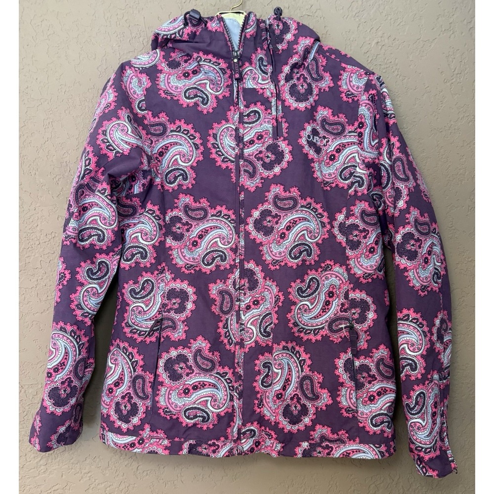 Burton NWOT Radiant Dryride Durashell Purple Paisley Hooded Snowboard Jacket M‎